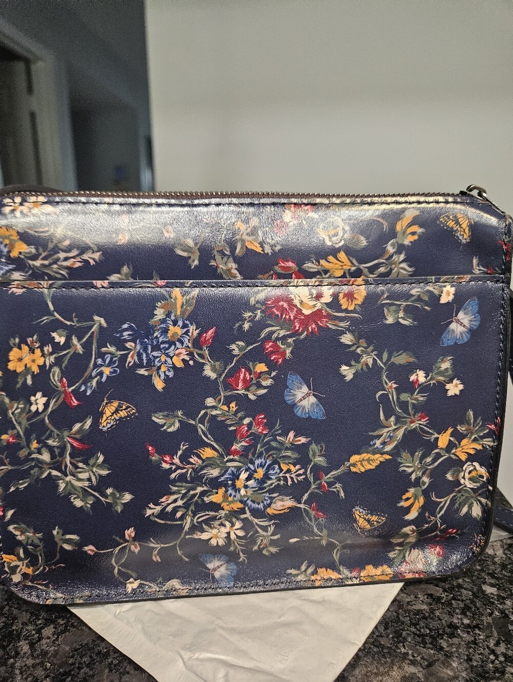 Patricia Nash Floral Butterfly Inspired Navy Crossbody Bag - NWT